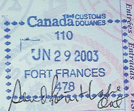 Passport Stamps Canada